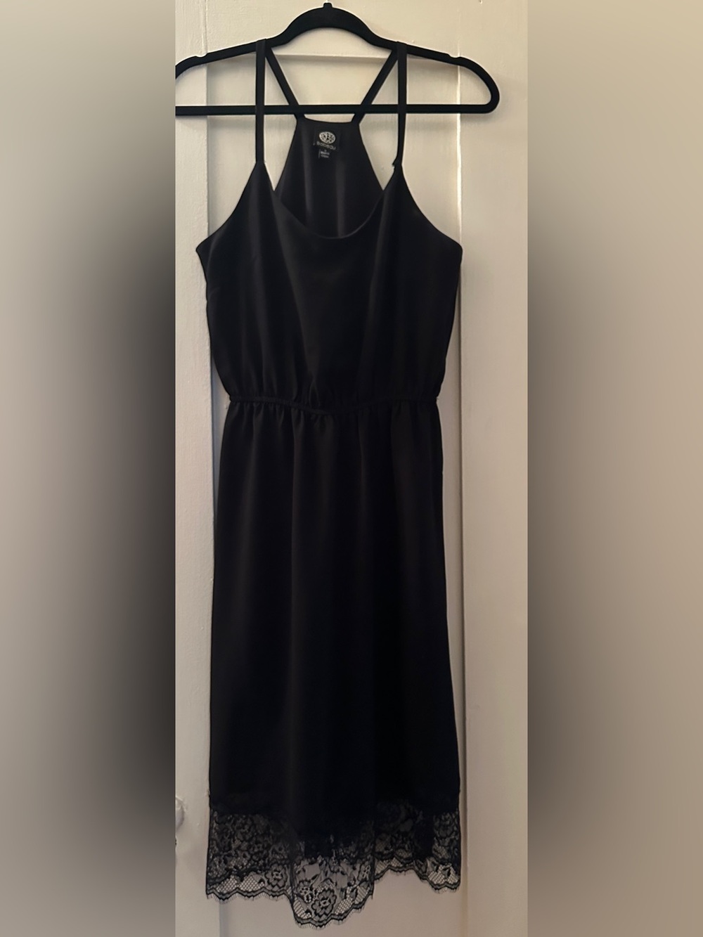 bobeau Black Strapless Lace-Hem Midi Dress